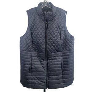 Classic Talbots Woman Black Quilted Stand Collar Puffer Vest Women's Size 3X